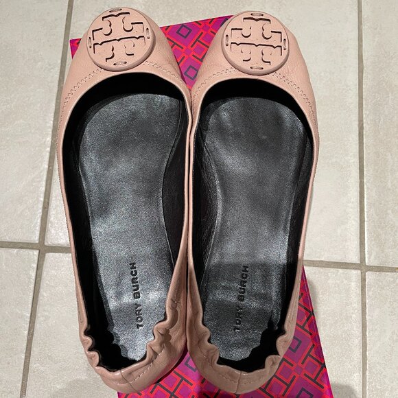 Tory Burch Minnie Flats-7-Pink Brick - Picture 1 of 13
